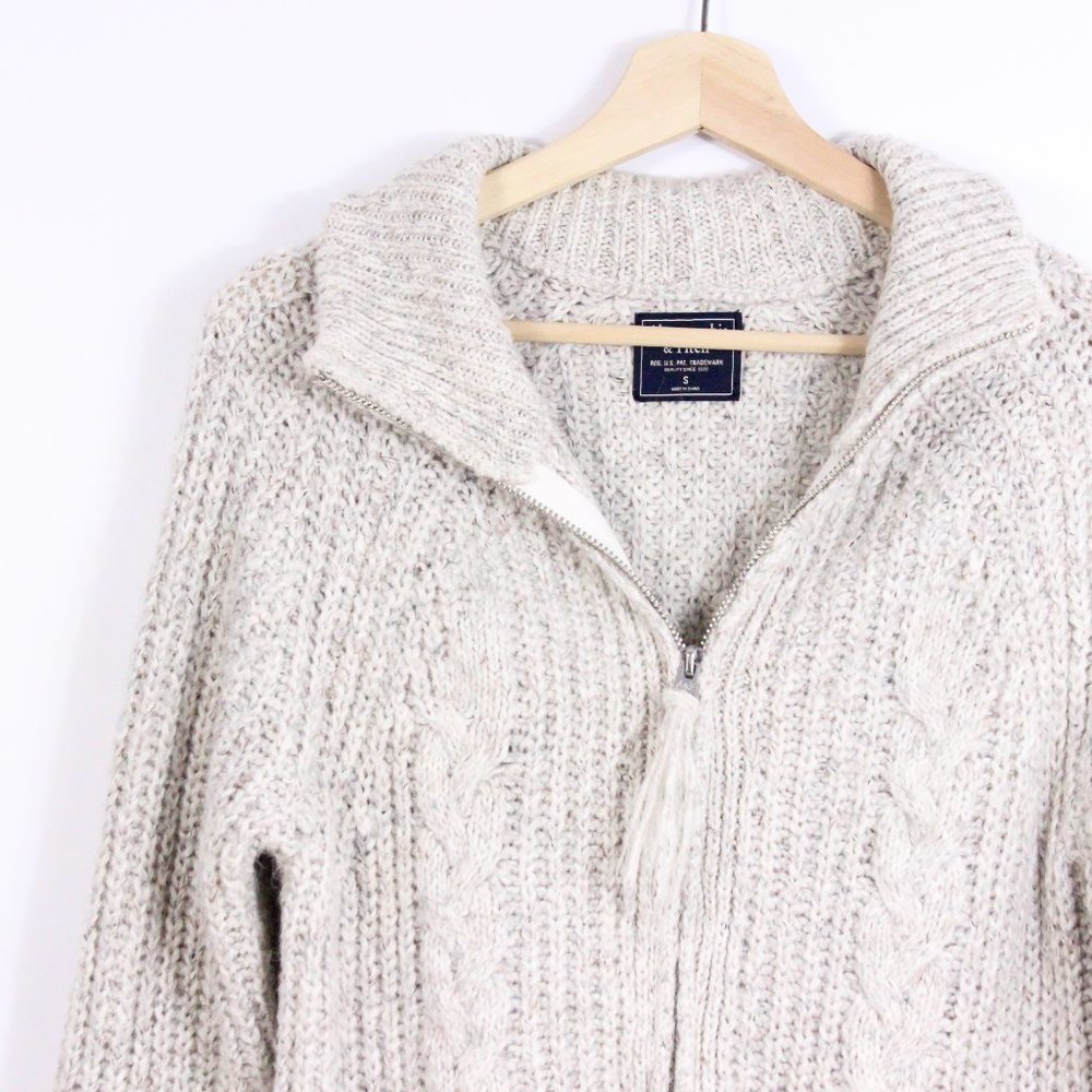 *Abercrombie & Fitch Beige Knitted Full Zip Sweater - Picture 5 of 7